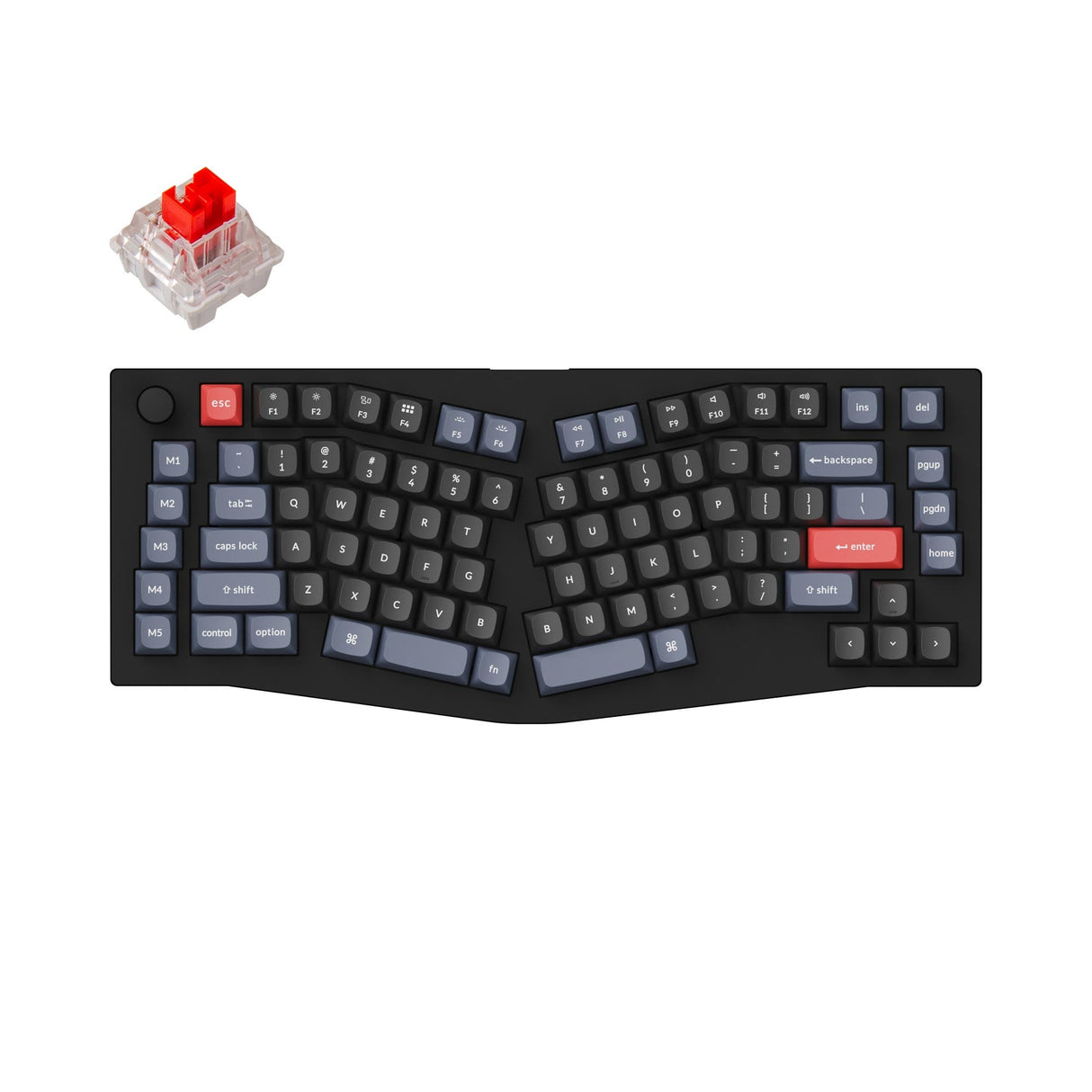 Keychron V10 75% Alice Layout QMK VIA Custom Mechanical Keyboard RGB Backlight Carbon Black Knob Hot-swappable K Pro Switch Red