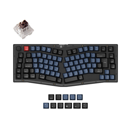 Keychron V10 QMK VIA custom mechanical keyboard Alice layout frosted black for Mac Window Linux fully assembled knob black UK ISO layout Keychron K pro switch brown