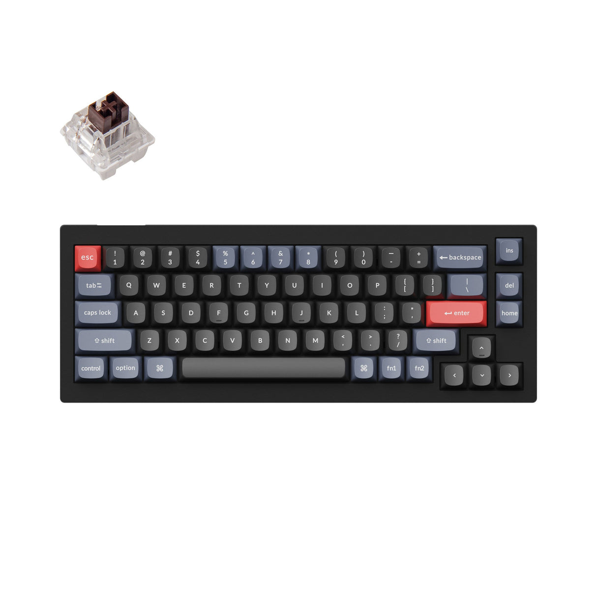 Keychron V2 Custom Mechanical Keyboard black 65 percent layout with Keychron K Pro switch brown