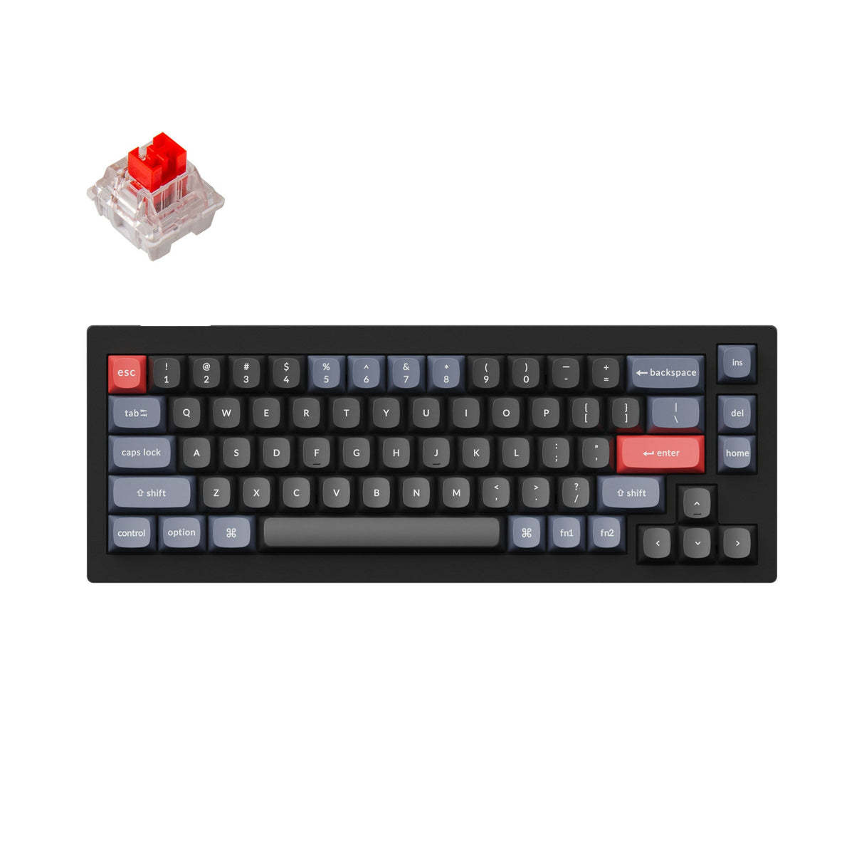 Keychron V2 Custom Mechanical Keyboard black 65 percent layout with Keychron K Pro switch red