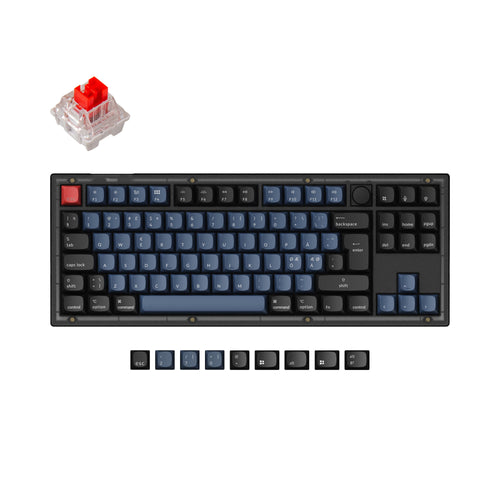 Keychron V3 QMK VIA custom mechanical keyboard 80 percent layout frosted black knob Mac Windows Linux hot-swappable Keychron K Pro switch red ISO Nordic layout