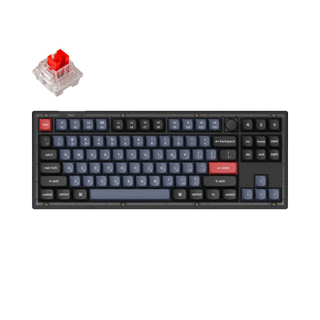 Keychron V3 QMK VIA custom mechanical keyboard 80 percent layout frosted black knob Mac Windows Linux hot-swappable Keychron K Pro switch red Russian layout