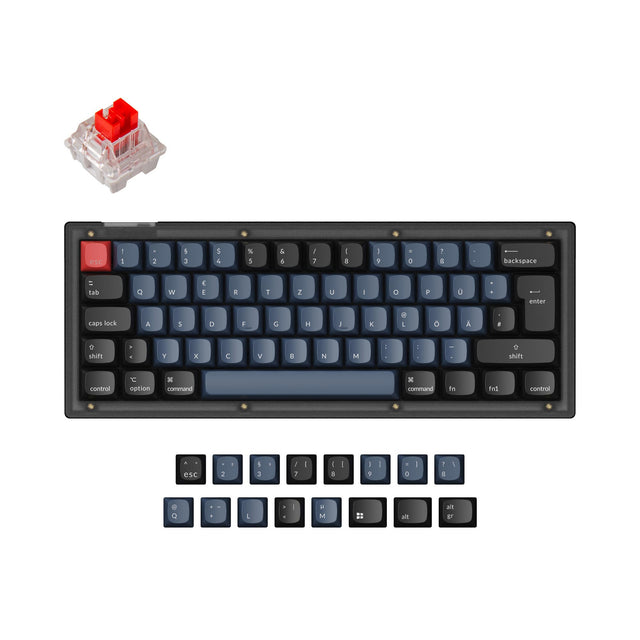 Keychron V4 QMK/VIA Custom Mechanical Keyboard 60 Percent German ISO Layout K Pro Red Switch
