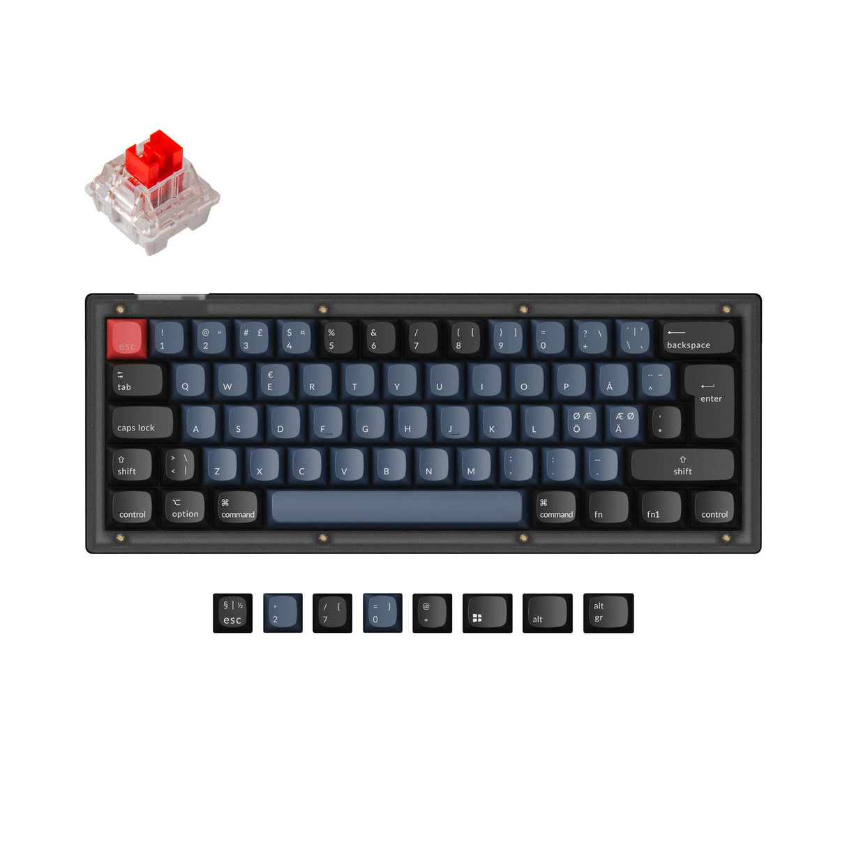 Keychron V4 QMK/VIA Custom Mechanical Keyboard 60 Percent Nordic ISO Layout K Pro Red Switch