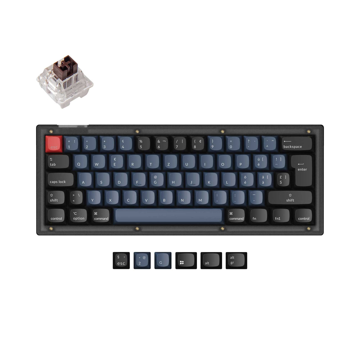 Keychron V4 QMK/VIA Custom Mechanical Keyboard 60 Percent Swiss ISO Layout K Pro Brown Switch