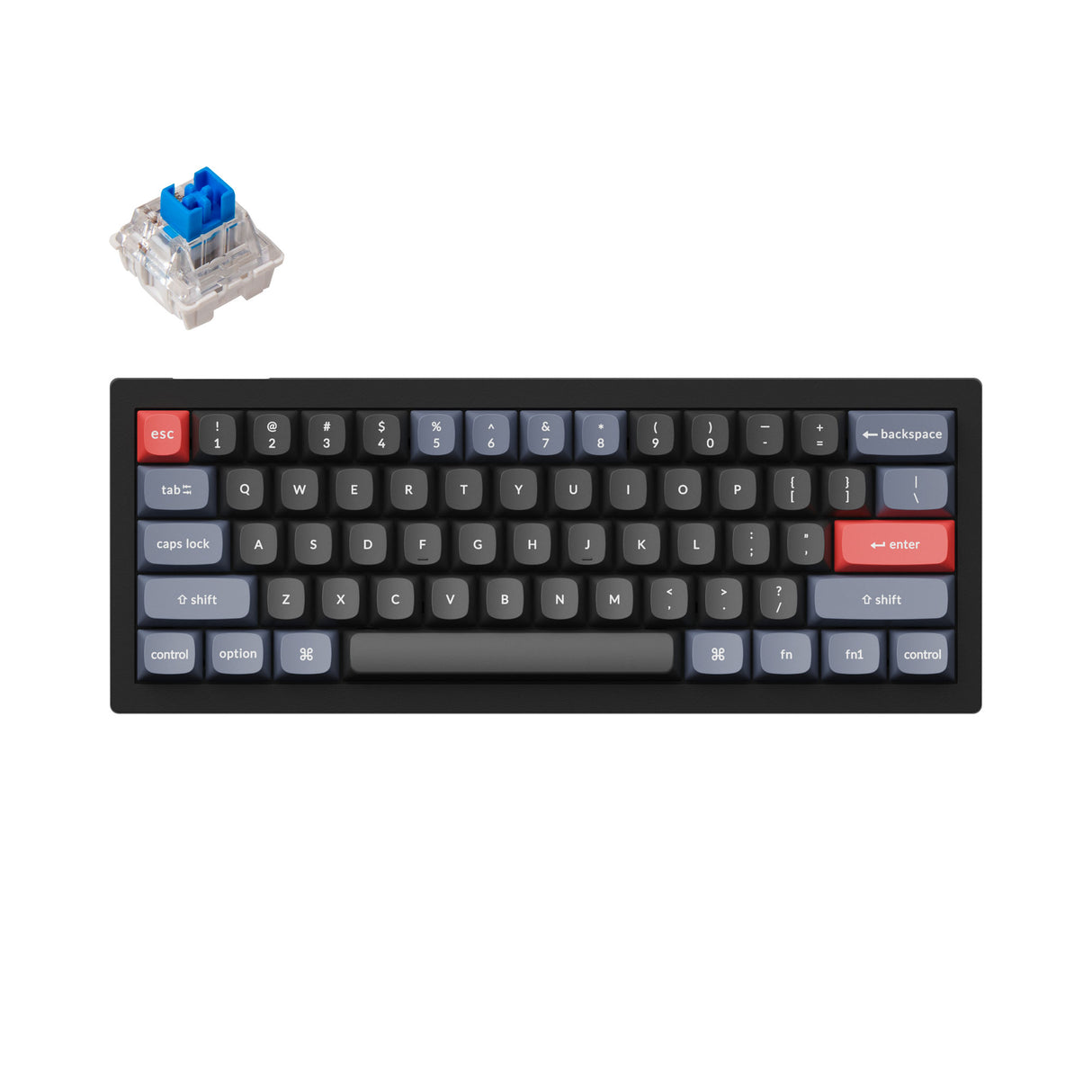 Keychron V4 QMK VIA custom mechanical keyboard 60 percent layout carbon black for Mac Windows iOS RGB backlight with hot swappable Keychron K Pro switch blue