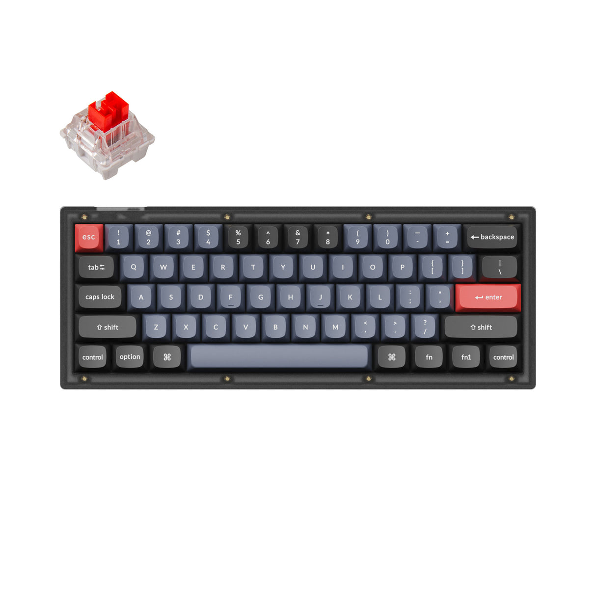 Keychron V4 QMK VIA custom mechanical keyboard 60 percent layout frosted black for Mac Windows iOS RGB backlight with hot swappable Keychron K Pro switch red
