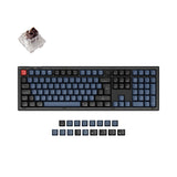 Keychron V6 QMK VIA custom mechanical keyboard 100 percent full size layout frosted black knob Mac Windows Linux hot-swappable Keychron K Pro switch brown ISO German layout