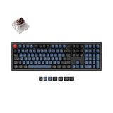 Keychron V6 QMK VIA custom mechanical keyboard 100 percent full size layout frosted black knob Mac Windows Linux hot-swappable Keychron K Pro switch brown ISO Swiss layout