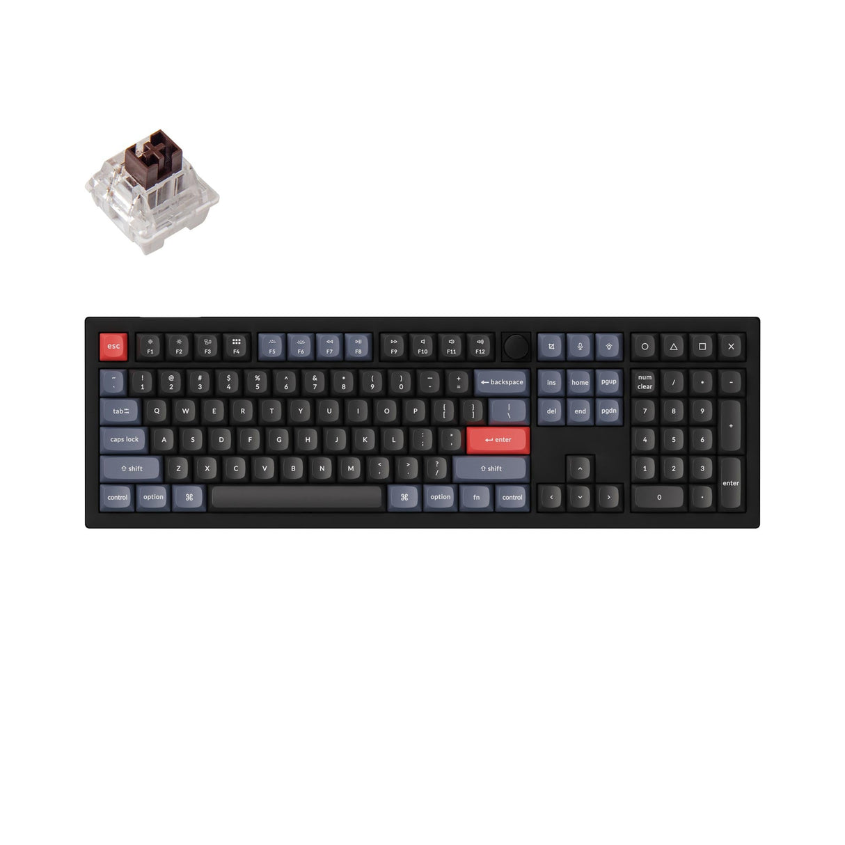 Keychron V6 Custom Mechanical Keyboard knob version black QMK/VIA full size layout hot-swappable