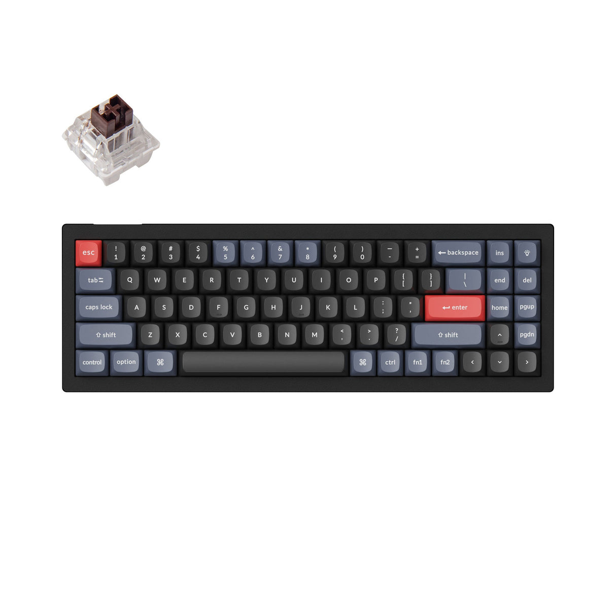 Keychron V7 QMK VIA custom mechanical keyboard 70 percent layout carbon black for Mac Windows Linux RGB backlight with hot swappable Keychron K Pro switch brown