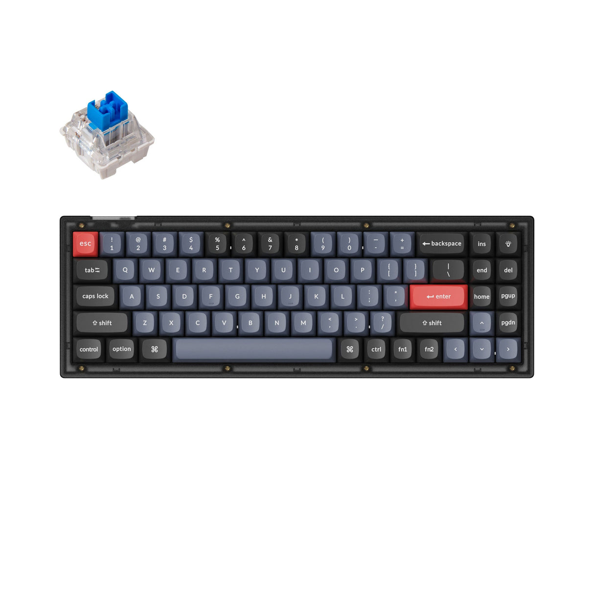 Keychron V7 QMK VIA custom mechanical keyboard 70 percent layout frosted black for Mac Windows Linux RGB backlight with hot swappable Keychron K Pro switch blue