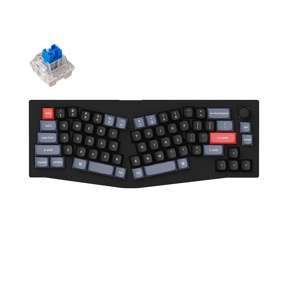 Keychron V8 Custom Mechanical Keyboard knob version black QMK/VIA alice 65% layout hot-swappable switch blue