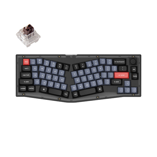 Keychron V8 Custom Mechanical Keyboard knob version frosted black QMK/VIA alice 65% layout hot-swappable switch brown