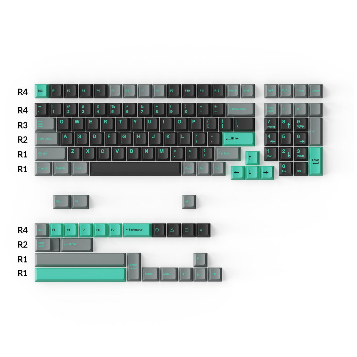 Keychron double shot PBT Cherry profile full set keycap set hacker for ANSI 96% and 75% and 65% layouts