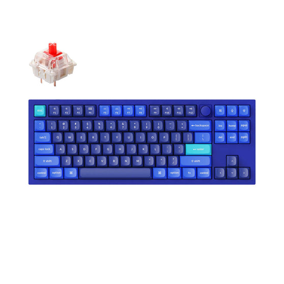 Keychron Q3 QMK VIA custom mechanical keyboard tenkeyless 80 percent layout full aluminum blue frame B knob for Mac Windows iOS RGB backlight with hot swappable Gateron G Pro switch red