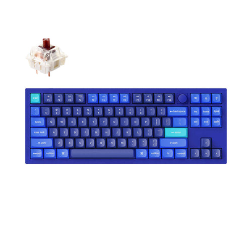 Keychron Q3 QMK VIA custom mechanical keyboard tenkeyless 80 percent layout full aluminum blue frame B knob for M