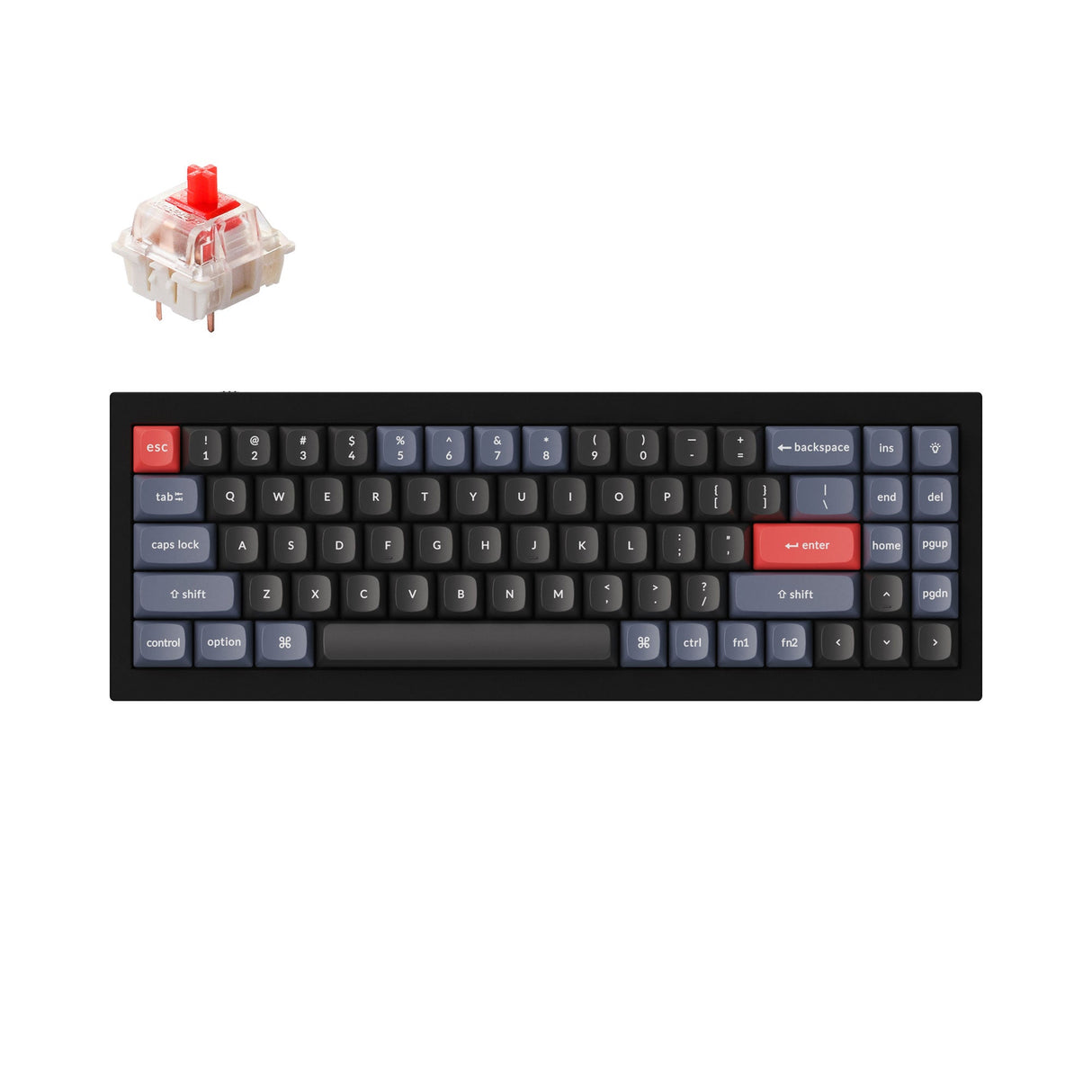 Keychron Q7 QMK/VIA custom mechanical keyboard 70 percent layout full aluminum for Mac Windows Linux fully assembled black frame with Gateron G Pro switch red