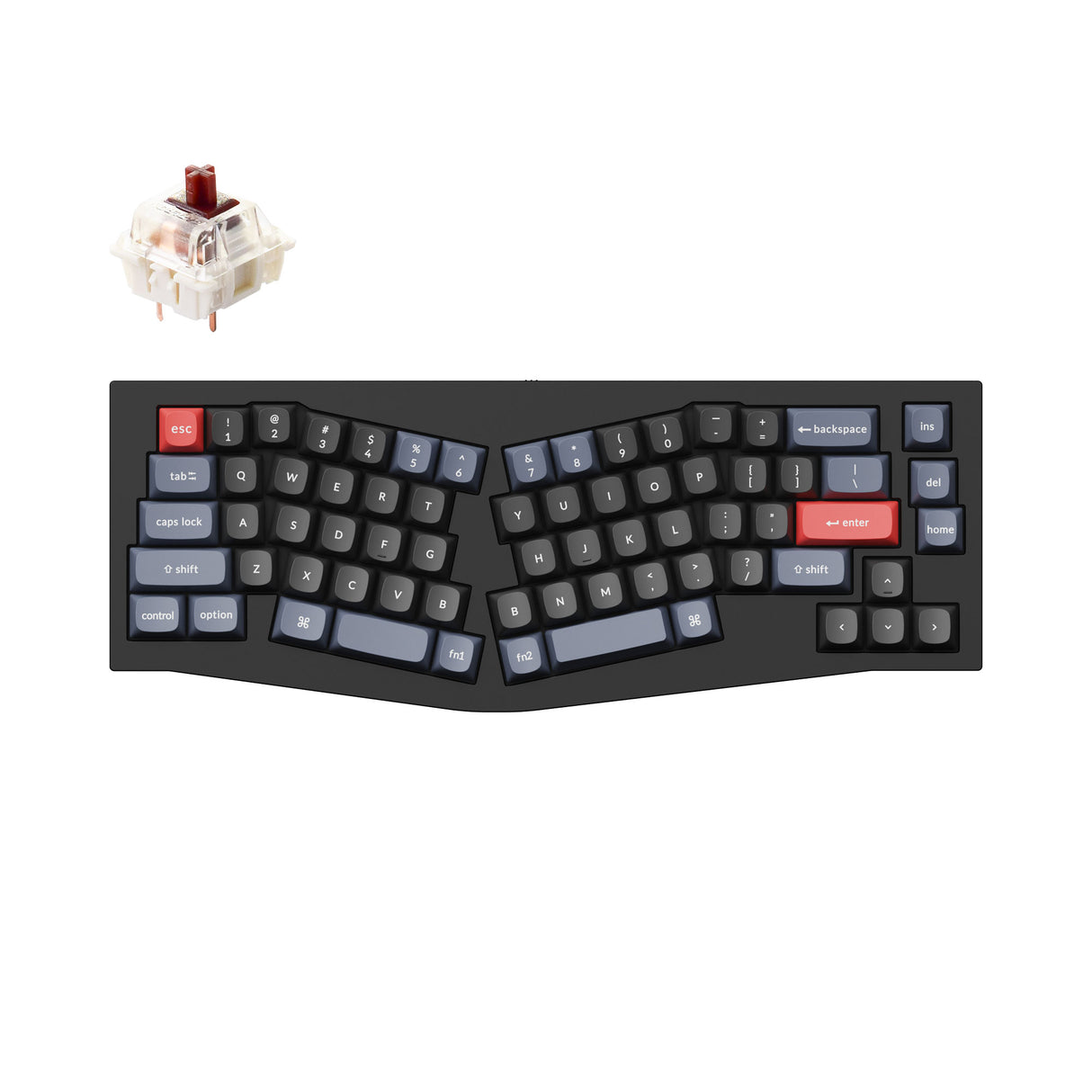 Q8-C3-Keychron Q8 QMK/VIA custom mechanical keyboard Alice layout full aluminum frame for Mac Windows Linux fully assembled black Gateron G Pro switch brown