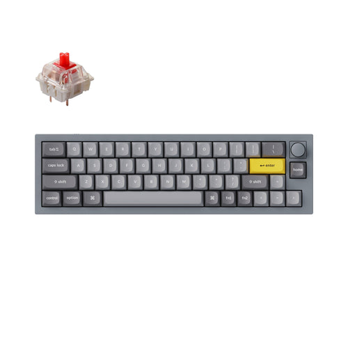 Keychron Q9 QMK/VIA custom mechanical keyboard knob version 40 percent layout full aluminum body for Mac Windows Linux fully assembled grey frame with Gateron G Pro switch red