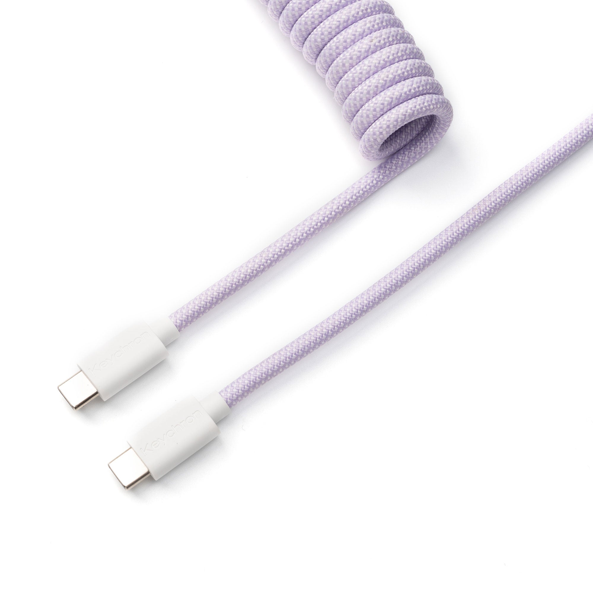Keychron custom coiled aviator USB type-C cable for keyboards light purple color