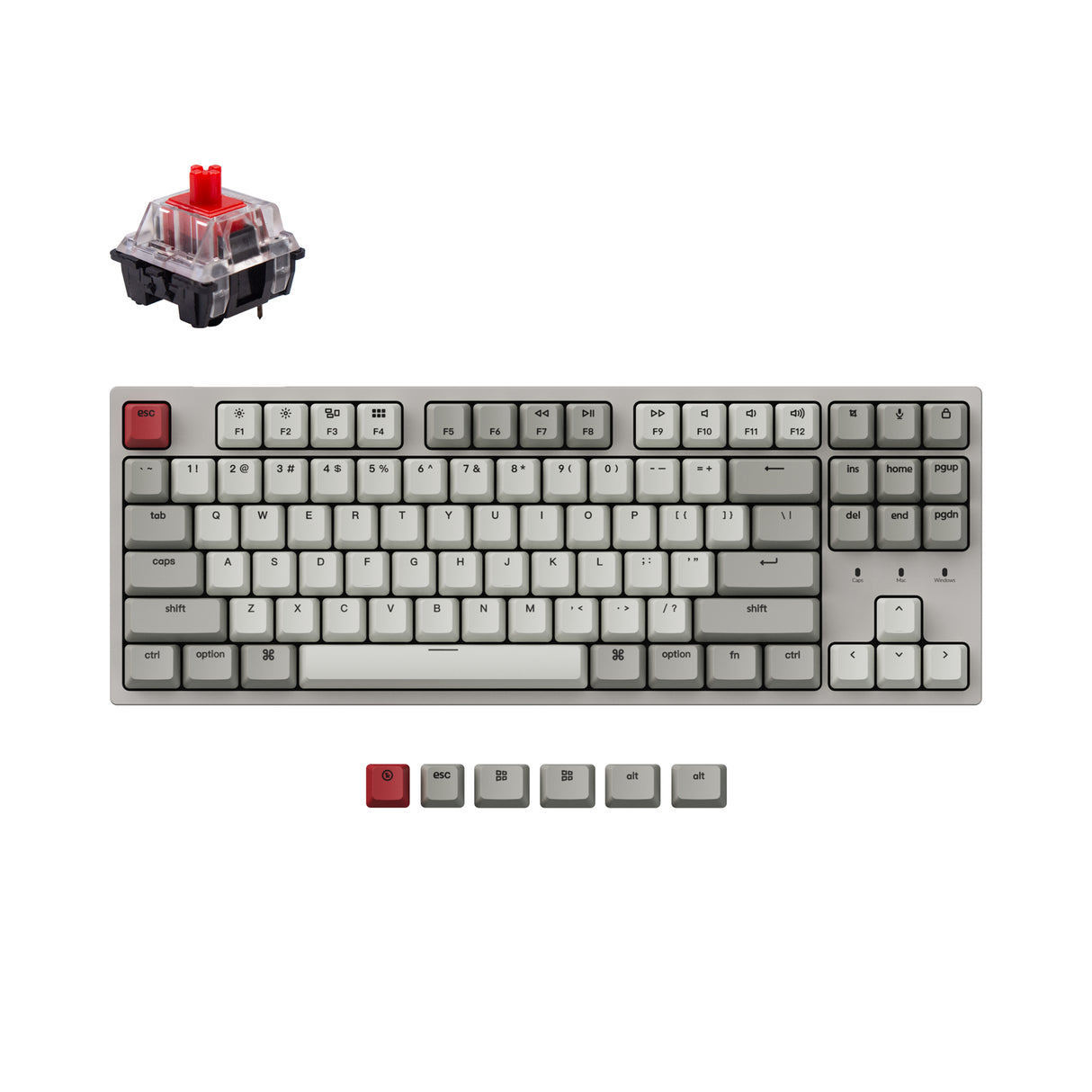 Keychron C1 hot swappable wired mechanical keyboard tenkeyless layout for mac windows non backlight keychron switch red retro style color