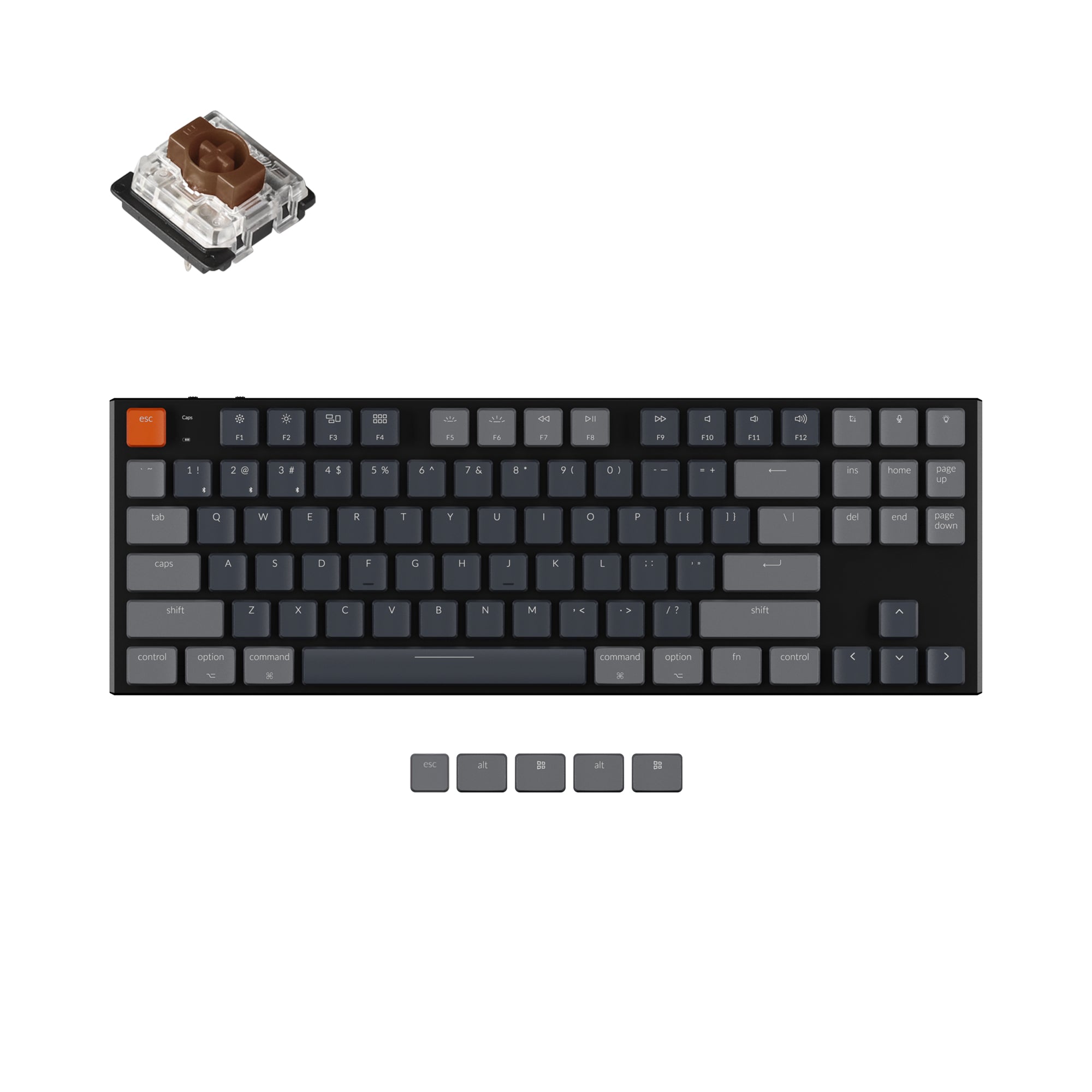 Keychron k1 v5 ultra slim wireless mechanical keyboard 87 keys rgb backlight gateron mechanical low profile brown switch