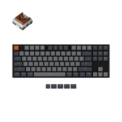 keychron k1 v2 ultra slim wireless mechanical keyboard 87 keys white backlight keychron mechanical optical low profile brown switch