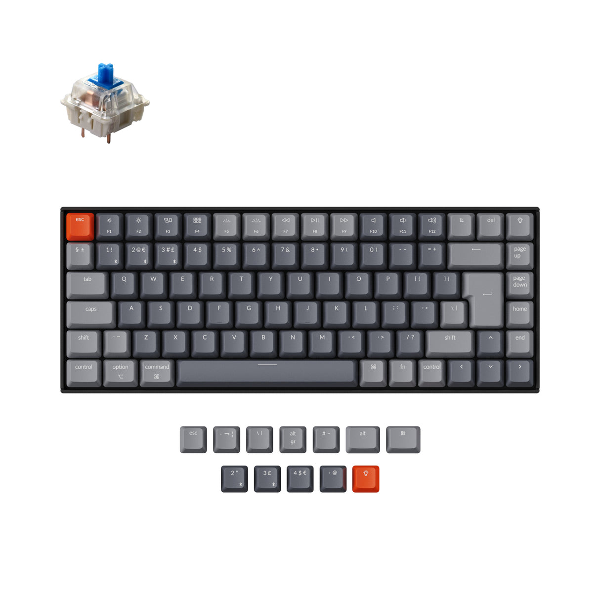 Keychron K2 Wireless Mechanical Keyboard (UK ISO Layout) - Keychron | Wireless Mechanical Keyboards for Mac Windows White Backlight RGB Backlit Gateron Mechanical Blue Switch