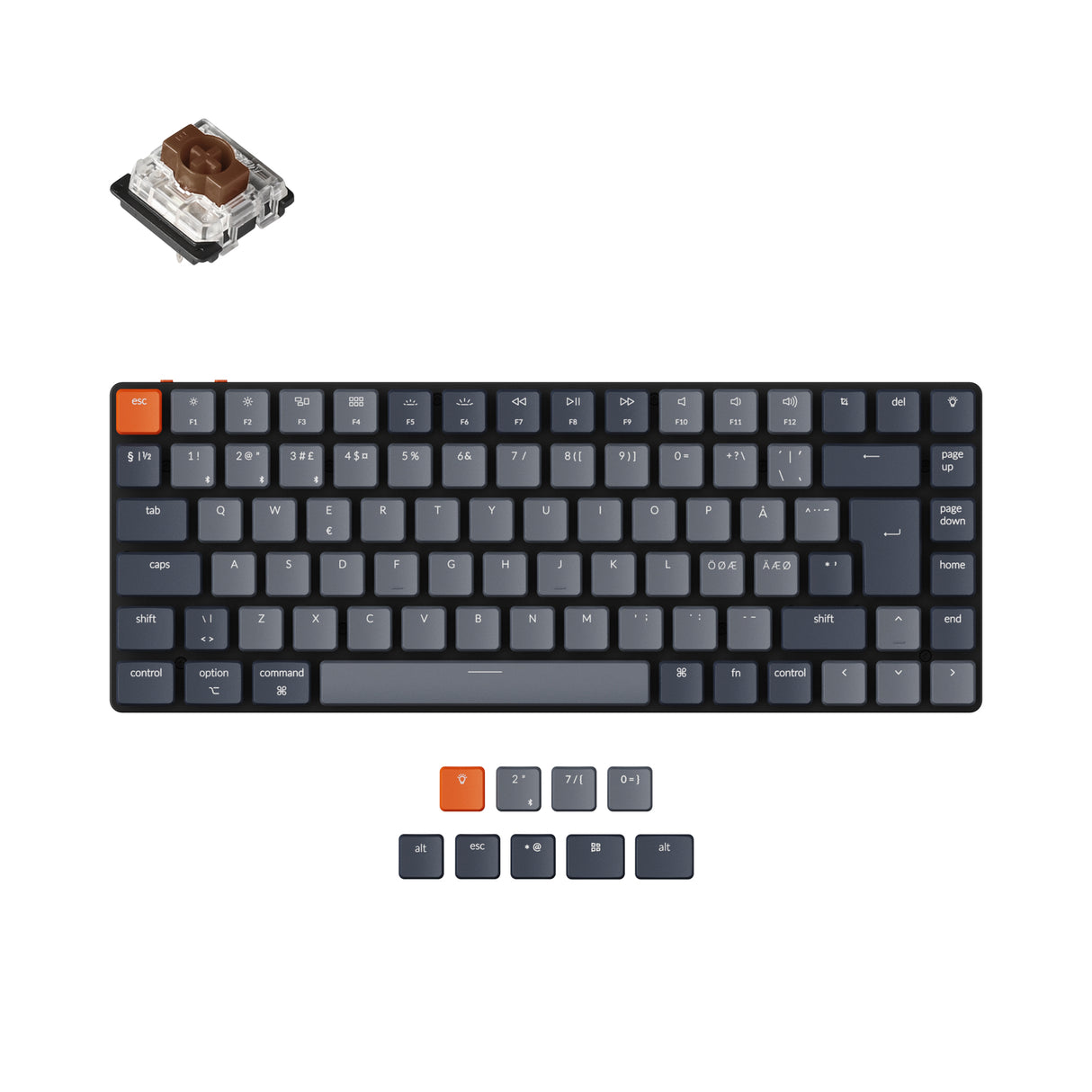 keychron k3 nordic iso layout wireless ultra slim mechanical keyboard low profile gateron brown switch for mac windows