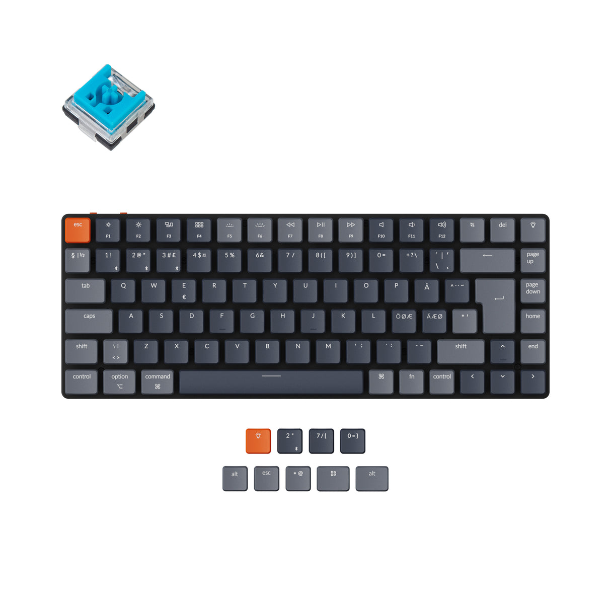 keychron k3 nordic iso layout wireless ultra slim mechanical keyboard low profile keychron optical blue switch for mac windows