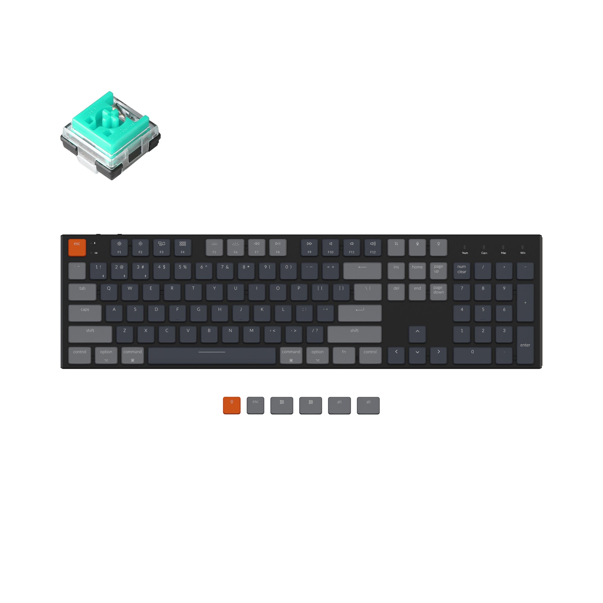 keychron k5 wired wireless low profile mechanical keyboard rgb backlight gateron optical switch mint mac and windows