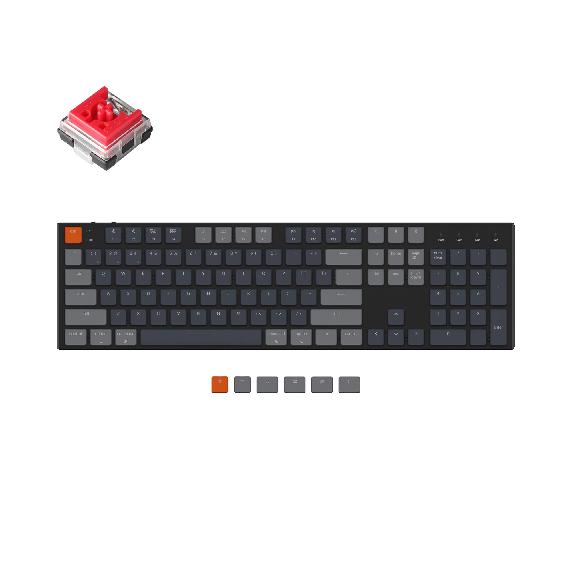 keychron k5 wired wireless low profile mechanical keyboard rgb backlight gateron optical switch red mac and windows