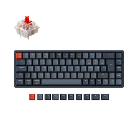 keychron k6 nordic iso layout wireless mechanical keyboard gateron red switch hot swappable for mac windows