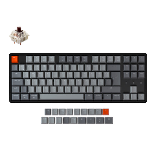 Keychron K8 Tenkeyless Wireless Mechanical Keyboard (German ISO-DE Layout) has included keycaps for both Windows and macOS, and users can hotswap every switch in seconds with the hot-swappable version.
